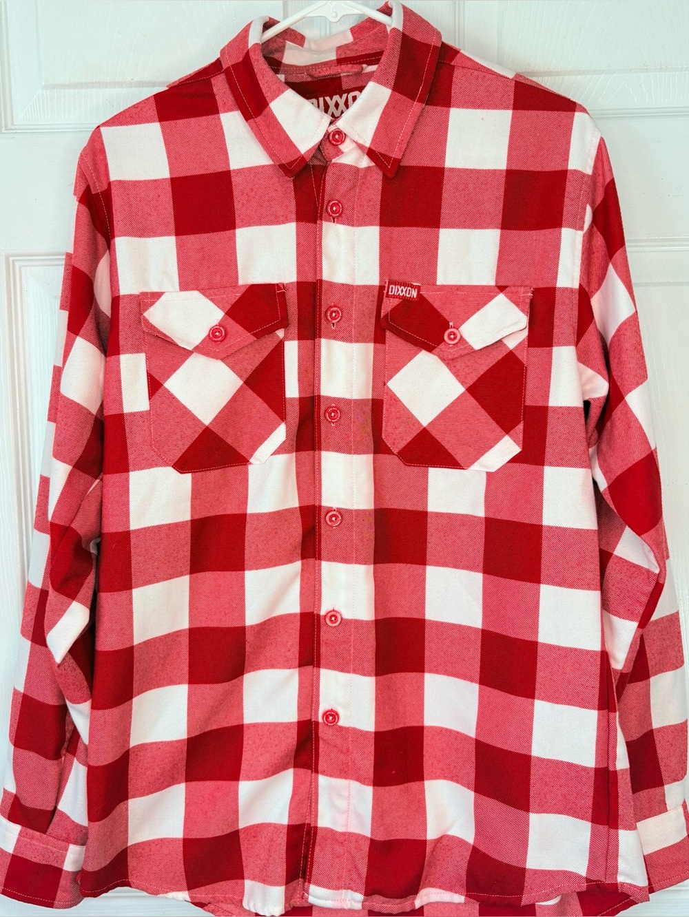 DIXXON Flannel Shirt “The Otto” Mens Red White Buffalo Plaid Size Small (42)
